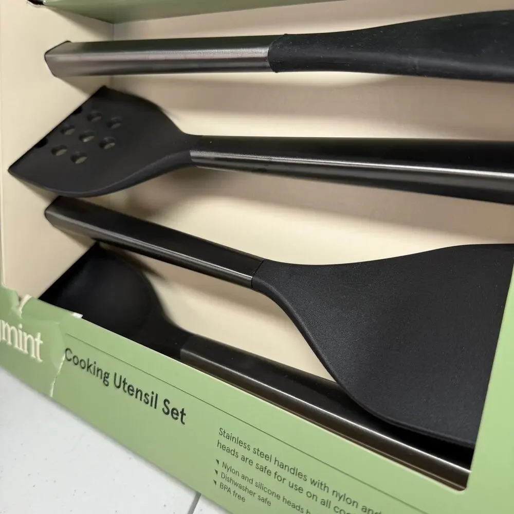 Figmint Cooking Utensil Set - Silicon with stainless handles - NIB